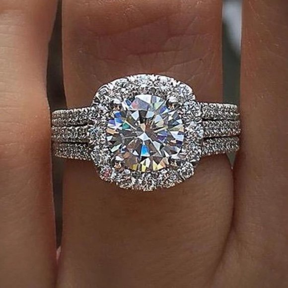 undefined Jewelry - New S925 sterling silver Round cut Diamond Ring